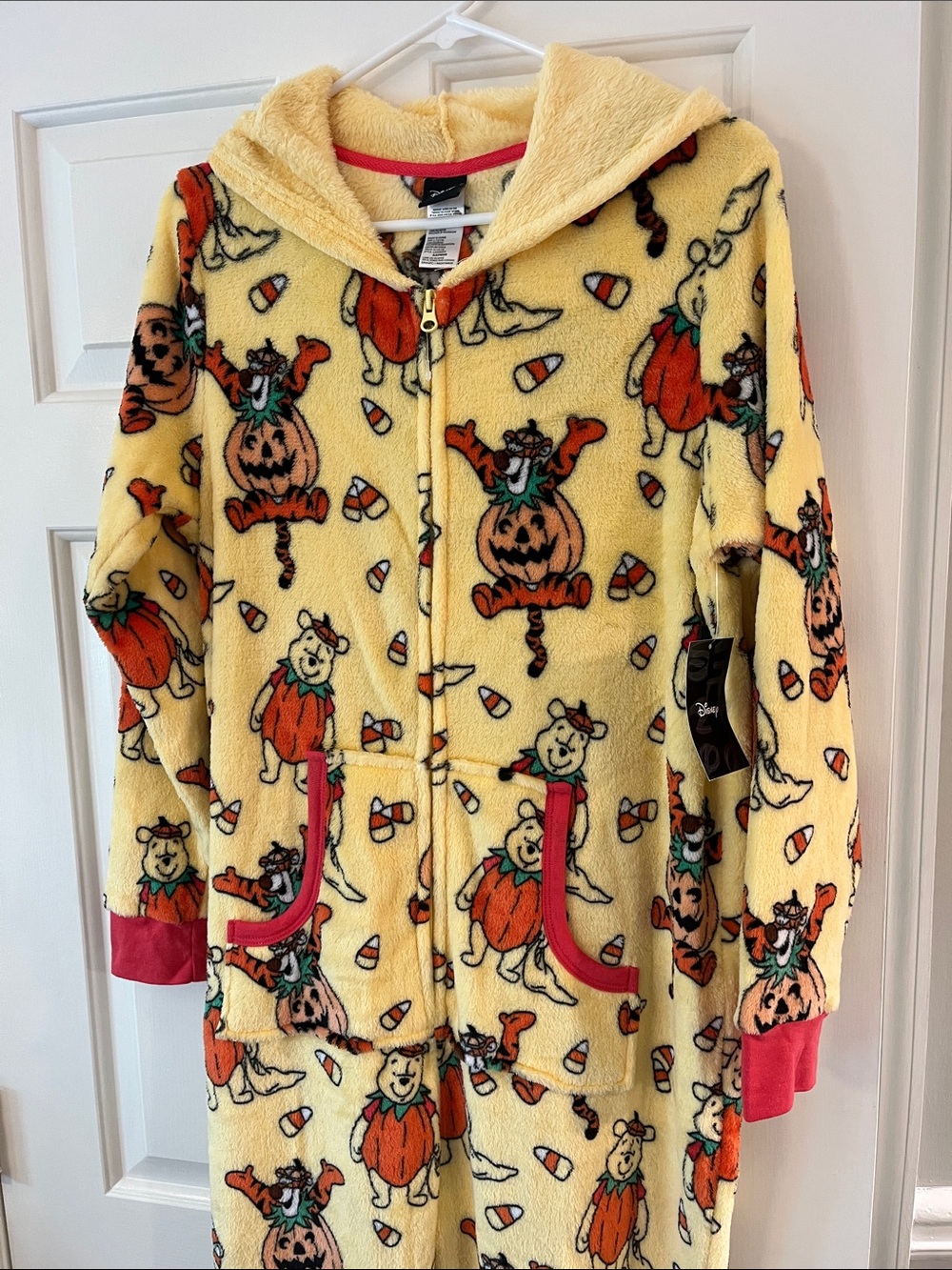 Disney Yellow Pumpkin Pooh Hooded Costume Onesie Pajama/Loungewear